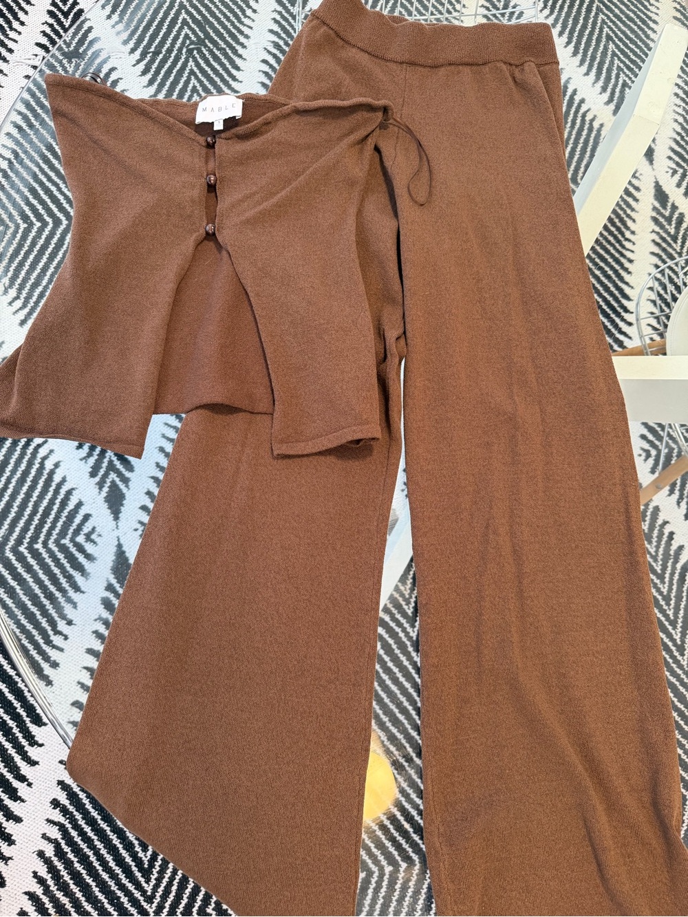 Mable Women's Wide Leg Knit Pants — Brown